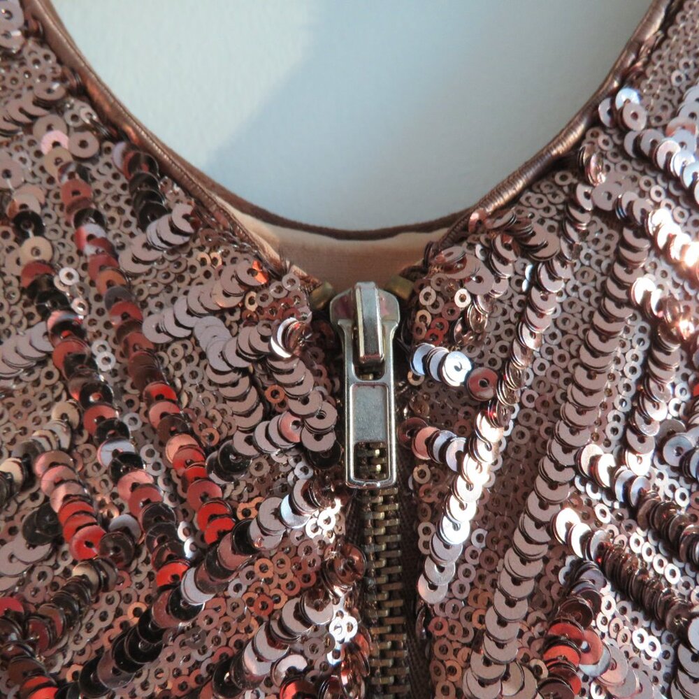 DRESS THE POPULATION Mia Bronze Sequin Mini Fit and Flare Dress - Size S - Picture 9 of 16